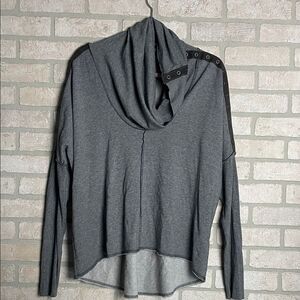 Raw Earth Wild Sky Gray Cowl Neck top shirt size L